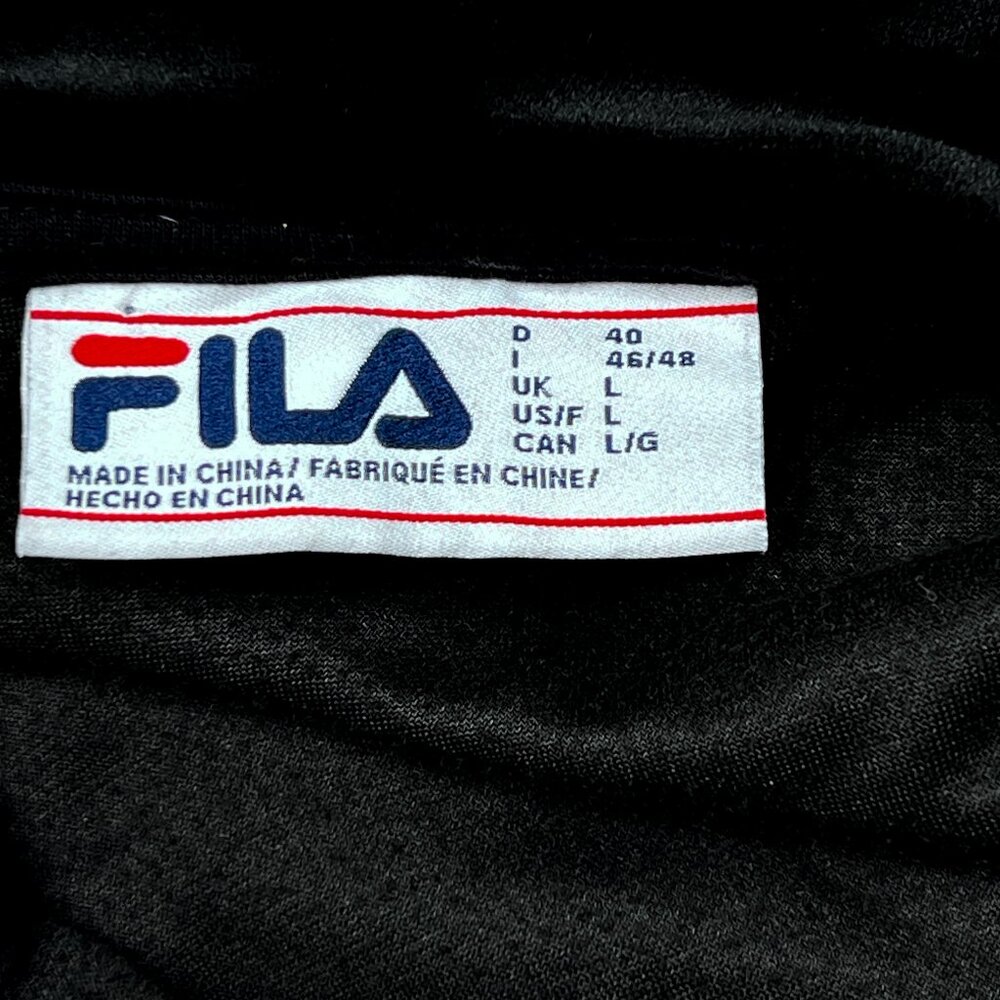 Fila Black Velour 1/4-Zip‎ Hoodie Athletic Plush Full Zip-Up Jacket Size L - Picture 5 of 7